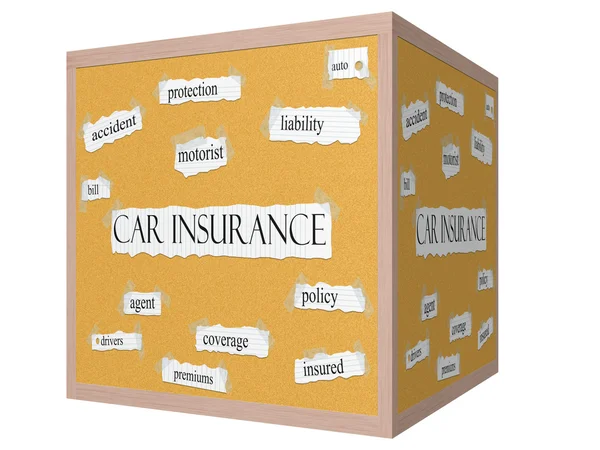 Car Insurance 3D cube Corkboard Word Concept — Stock Photo, Image