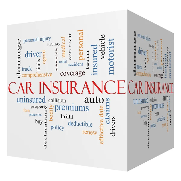 Car Insurance 3D Cube Word Cloud Concept — Stock Photo, Image