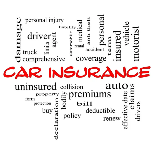 Car Insurance Word Cloud Concept in red caps — Stock Photo, Image