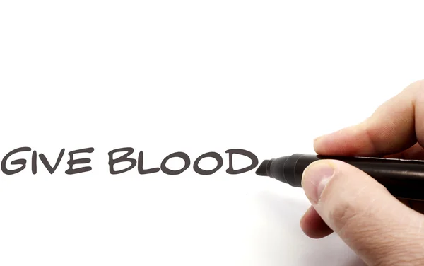 Give Blood being written — Stock Photo, Image