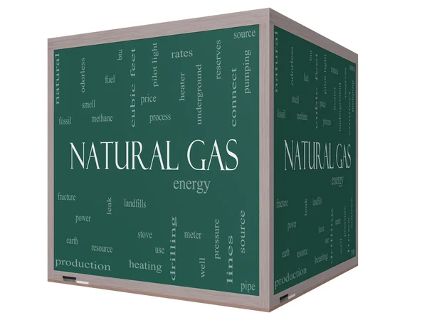 天然ガス単語雲概念 3d キューブ黒板 — ストック写真