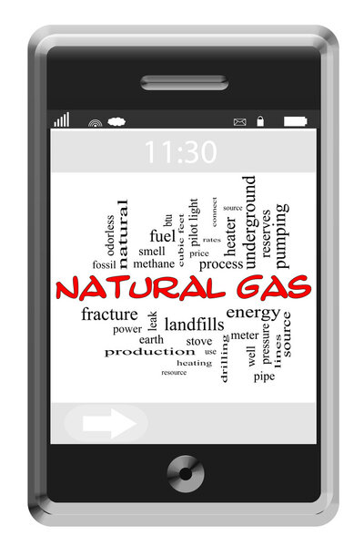 Natural Gas Word Cloud Concept on Touchscreen Phone
