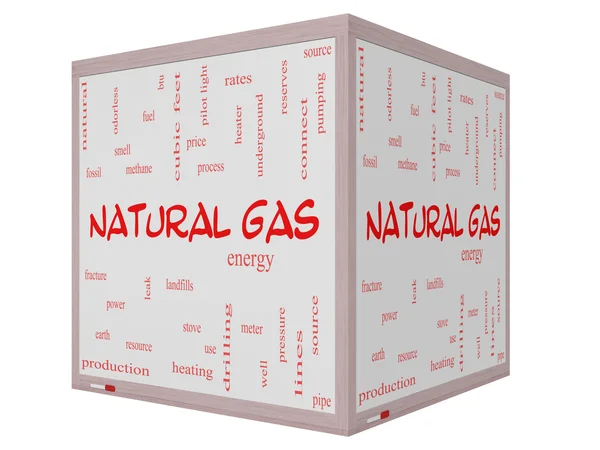 天然ガス単語雲概念で、3 d キューブのホワイト ボード — ストック写真