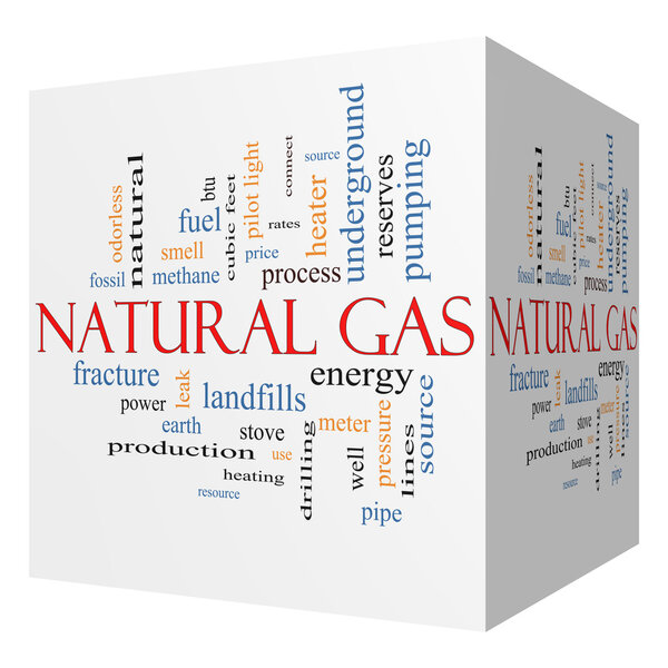 Natural Gas 3D cube Word Cloud Concept