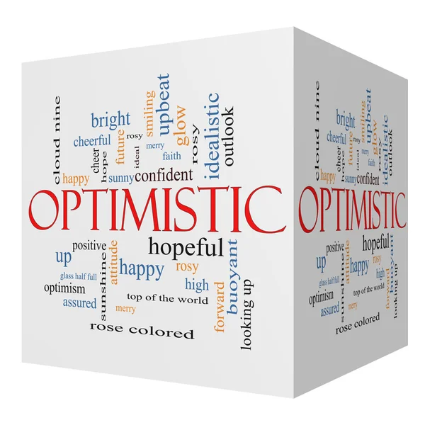 Optimistic 3D cube Word Cloud Concept — Stock Photo, Image