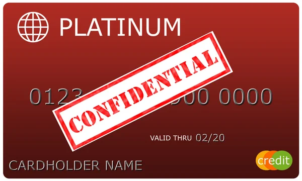 Platinum red Credit Card with Confidential sticker — Stock Photo, Image