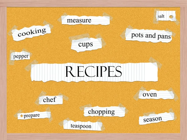 Recipes Corkboard Word Concept — Stock Photo, Image