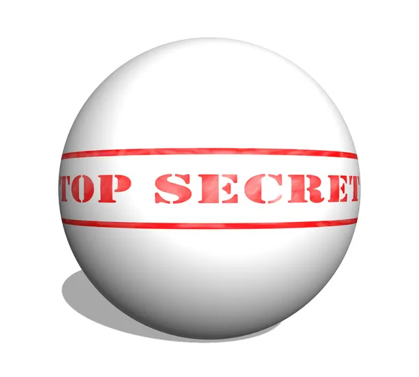 Red Top Secret carimbo resistido em uma bola 3D — Fotografia de Stock