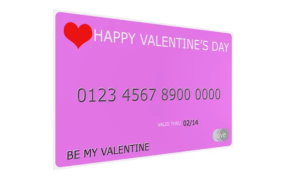 3D Happy Valentine's Day Credit Card — Stock Photo, Image