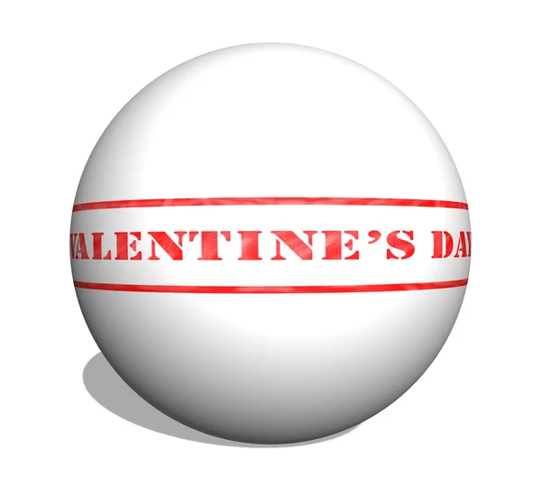 Red Valentine's Day weathered stamp on a 3D ball — Stock Photo, Image