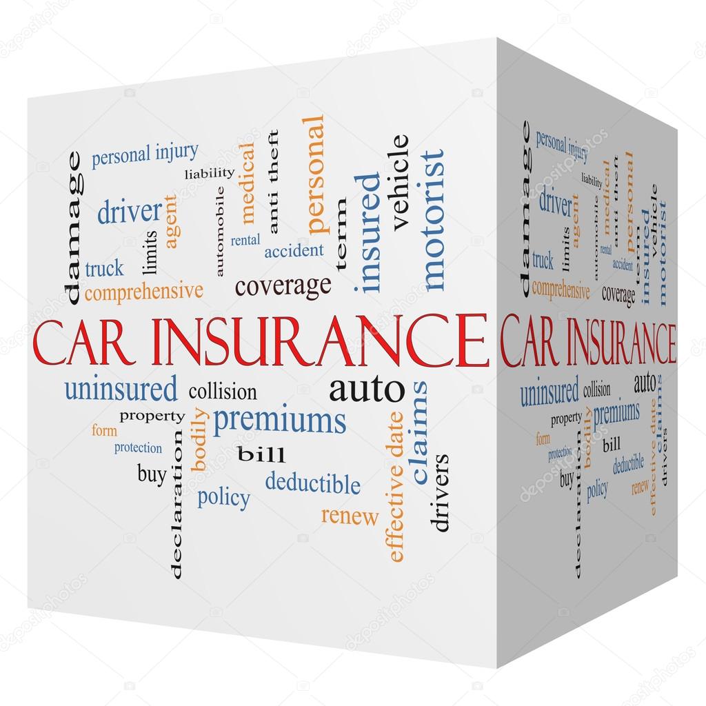 Car Insurance 3D Cube Word Cloud Concept