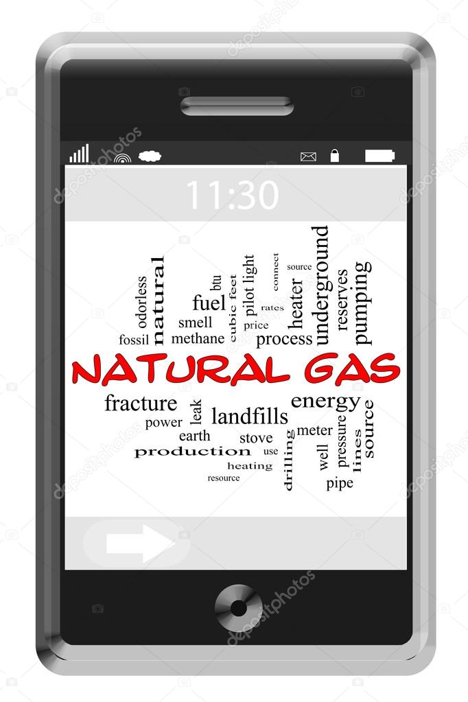 Natural Gas Word Cloud Concept on Touchscreen Phone