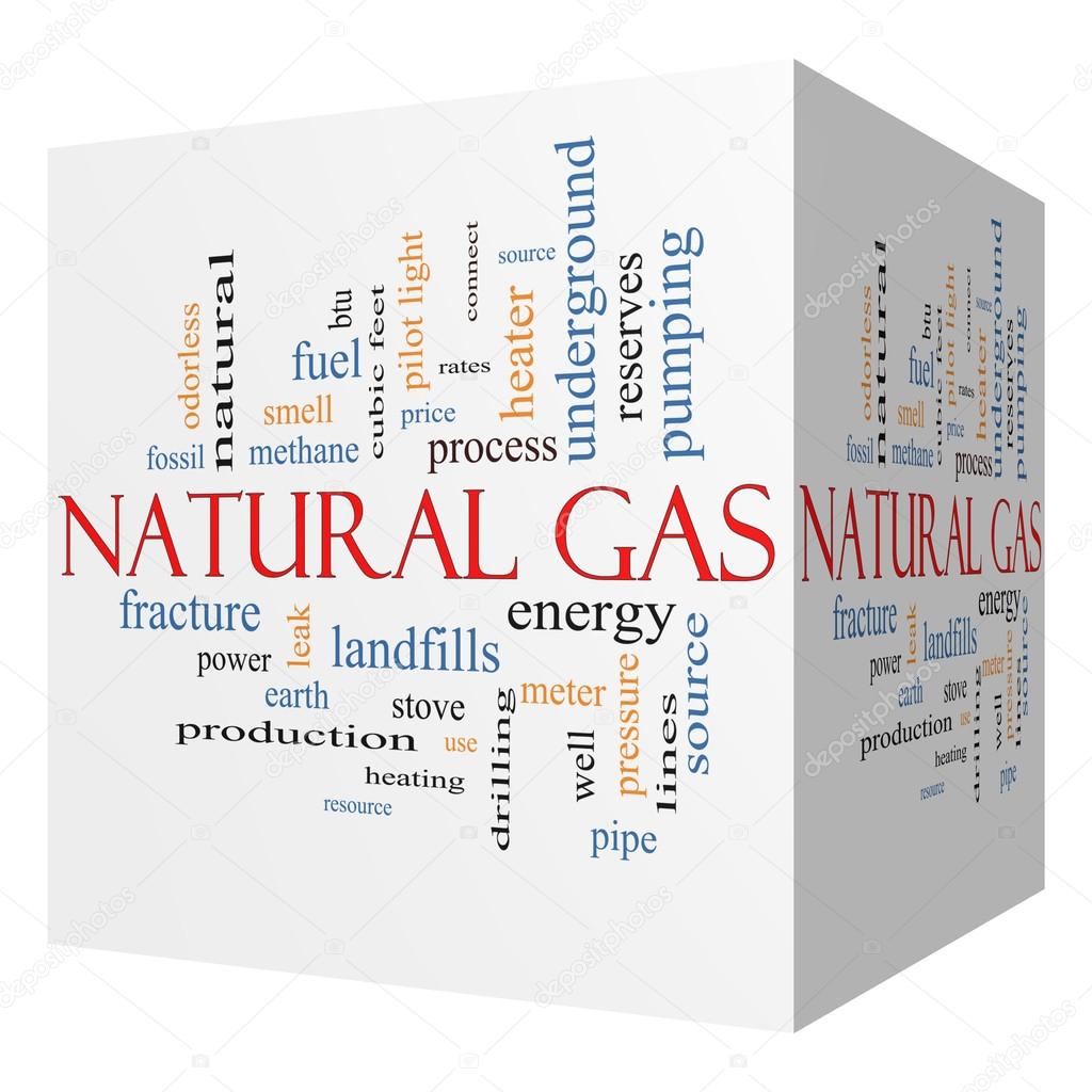 Natural Gas 3D cube Word Cloud Concept