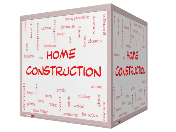 가정 건축 단어 클라우드 개념에 3d 큐브 화이트 — 스톡 사진