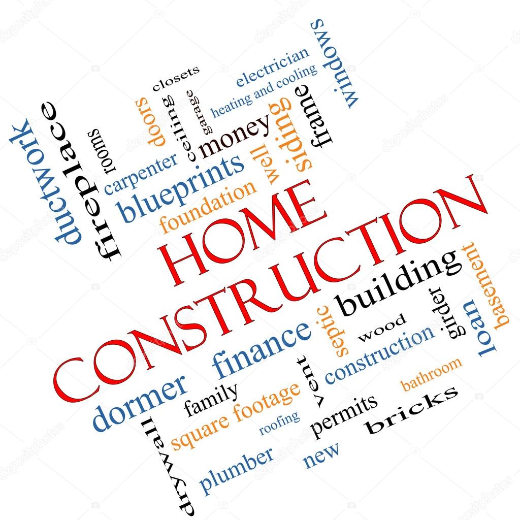Home Construction Word Cloud Concept Angled