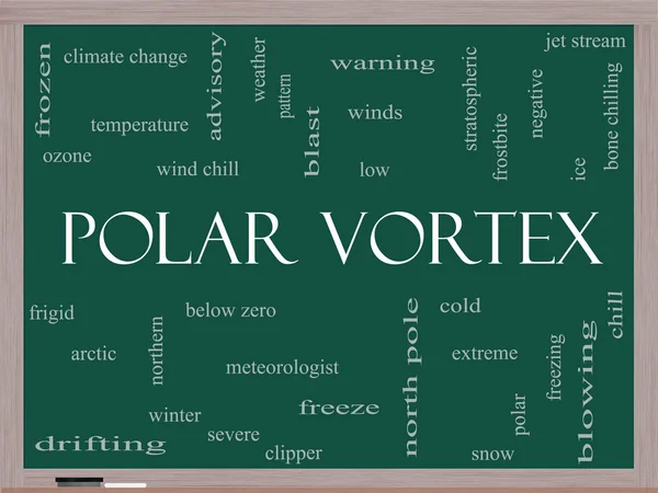 Polar Vortex Word Cloud Concept on a Blackboard — Stock Photo, Image
