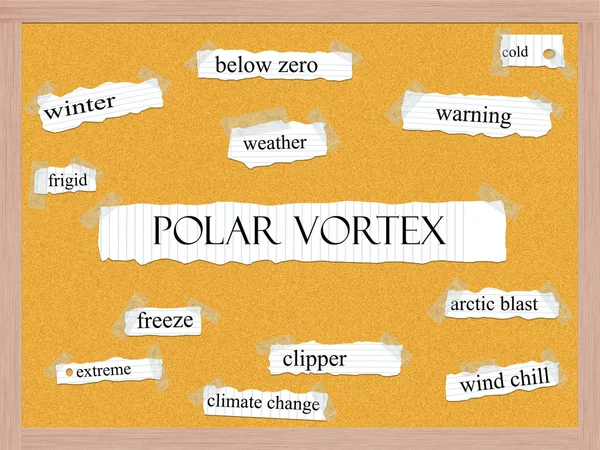 Polar vortex prikbord woord concept — Stockfoto