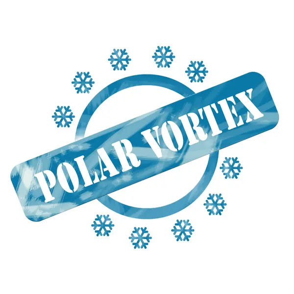 Blauw verweerde polar vortex stempel cirkel en sneeuwvlokken ontwerp — Stockfoto