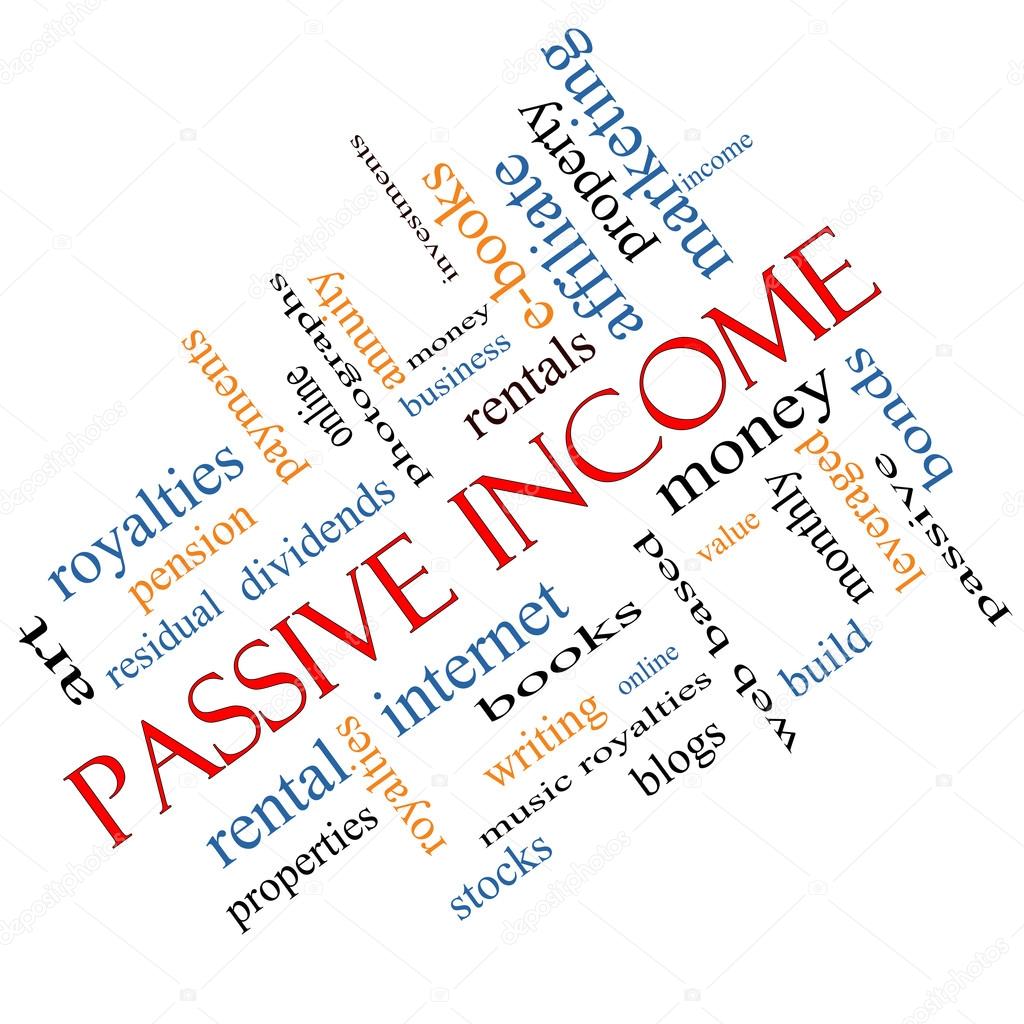 Passive Income Word Cloud Concept angled