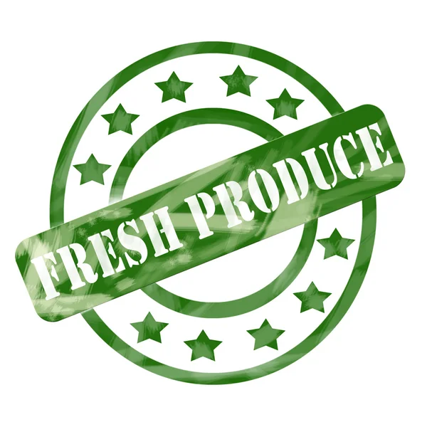 Green Weathered Fresh Produce Stamp Circles and Stars — Stock Photo, Image