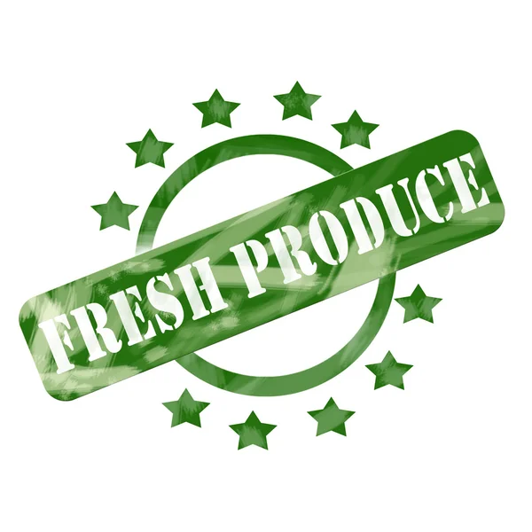 Green Weathered Fresh Produce Stelle e cerchio di francobolli Design — Foto Stock