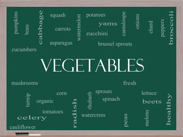 Légumes Word Cloud Concept sur un tableau noir — Photo