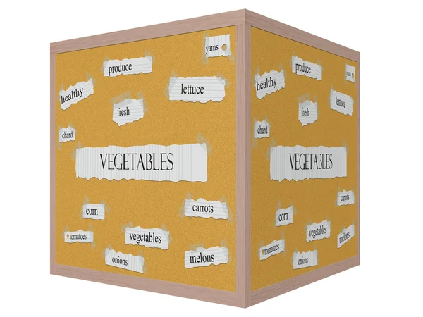 Grønnsaker 3D-terninger - korktavle Ordbegrep – stockfoto