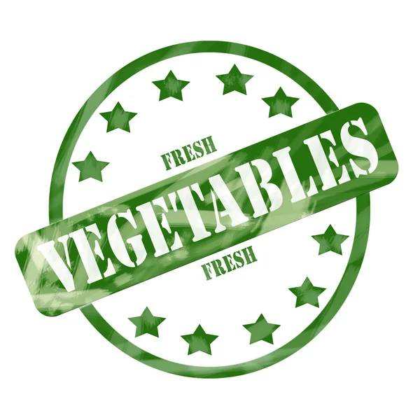Green Weathered Vegetables Sellos Círculo y Estrellas — Foto de Stock