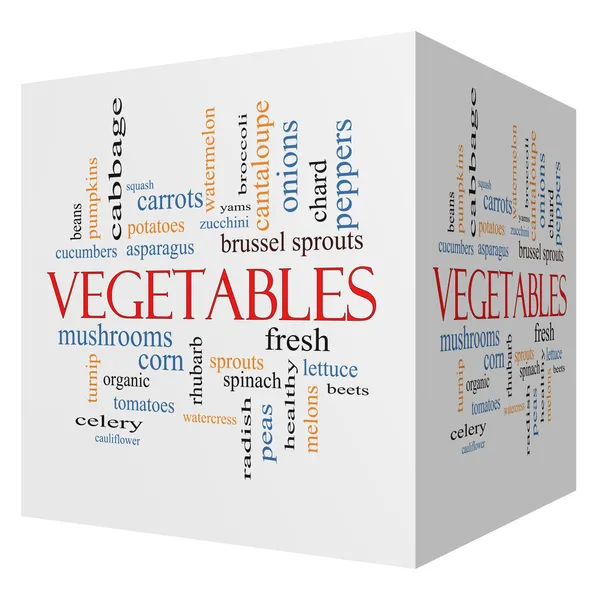 Verduras 3D cubo Word Cloud Concept — Foto de Stock