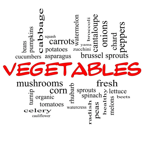 Vegetables Word Cloud Concept in red caps — Stock Photo, Image