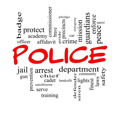 Polis bulut kavramı kırmızı kapaklar içinde kelime.