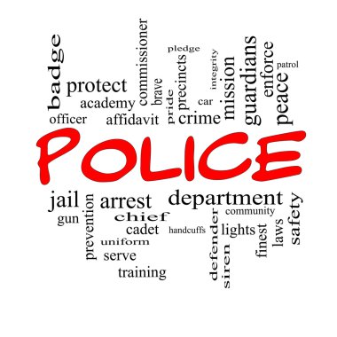 Police Word Cloud Concept in red caps clipart
