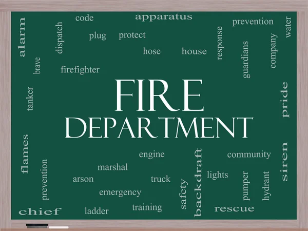 Fire Department Word Cloud Concept on a Blackboard — Stock Photo, Image