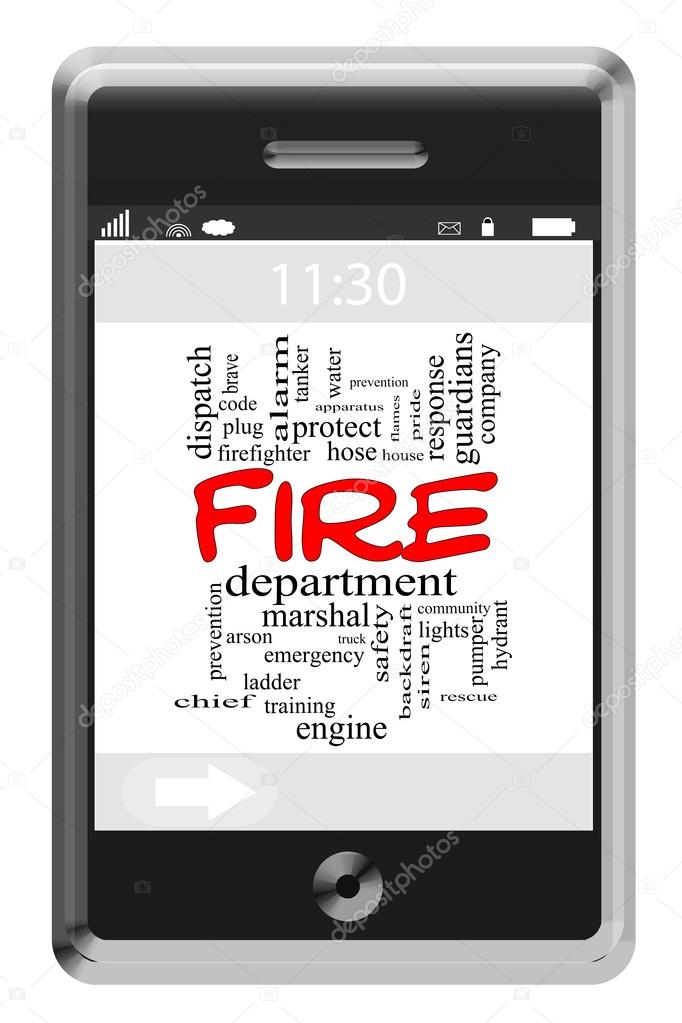 Fire Department Word Cloud Concept on Touchscreen Phone