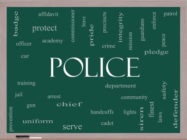 Polis bulut kavramı bir kara tahta üzerinde kelime.