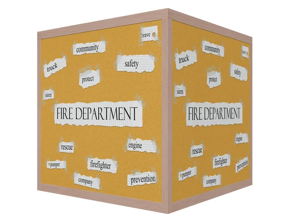 Fire Department 3D cube Corkboard Word Concept — Stock Photo, Image