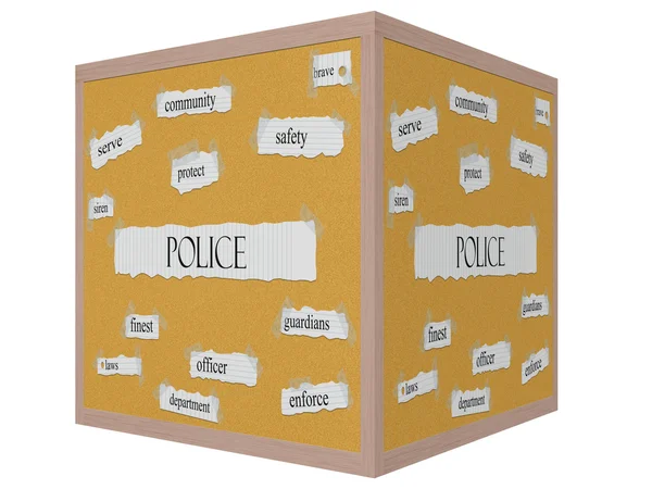 Policía 3D cubo Corkboard Word Concept — Foto de Stock