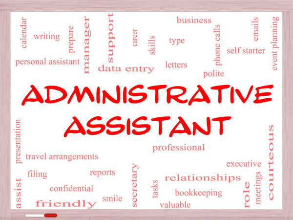 Концепция облака административного помощника на белой доске
