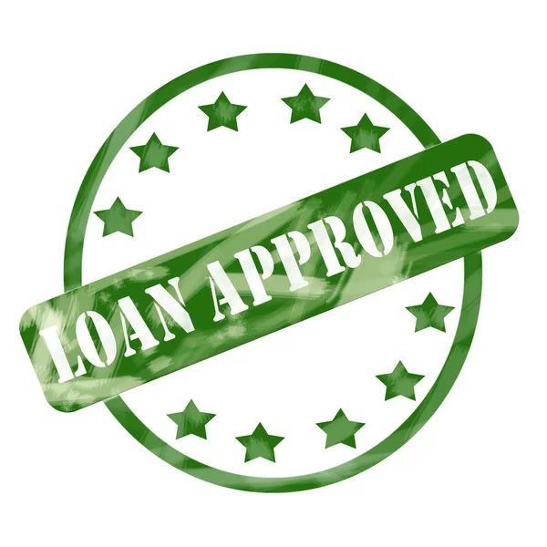 Groene verweerde lening goedgekeurd stempel cirkel en sterren — Stockfoto