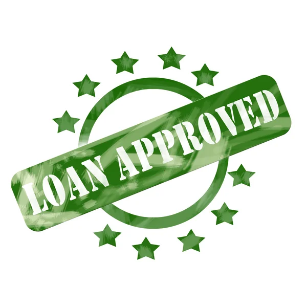 Groene verweerde lening goedgekeurd stempel cirkel en sterren design — Stockfoto