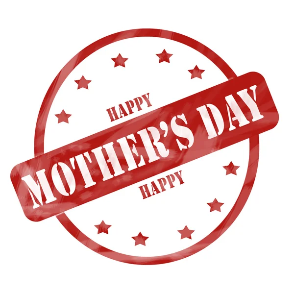 Red Weathered Happy Mother's Day Stamp Circle and Stars — Stock Photo, Image