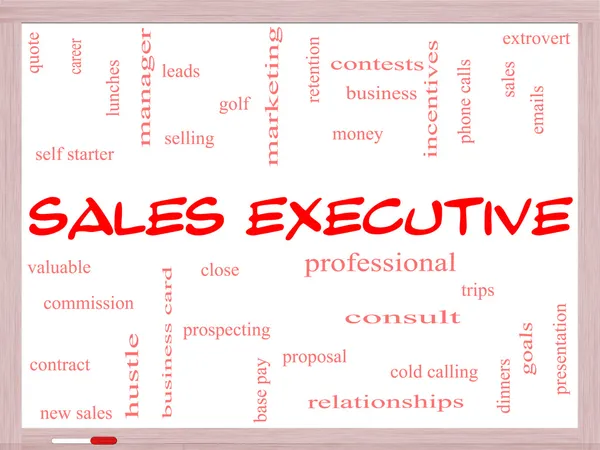 Sales executive kelime bulutu kavramı bir beyaz tahta üzerinde — Stok fotoğraf