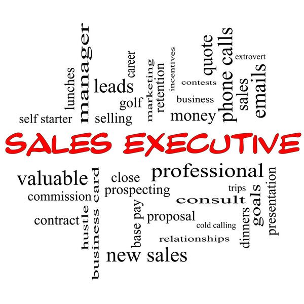 Sales Executive Word Cloud Concept in red caps