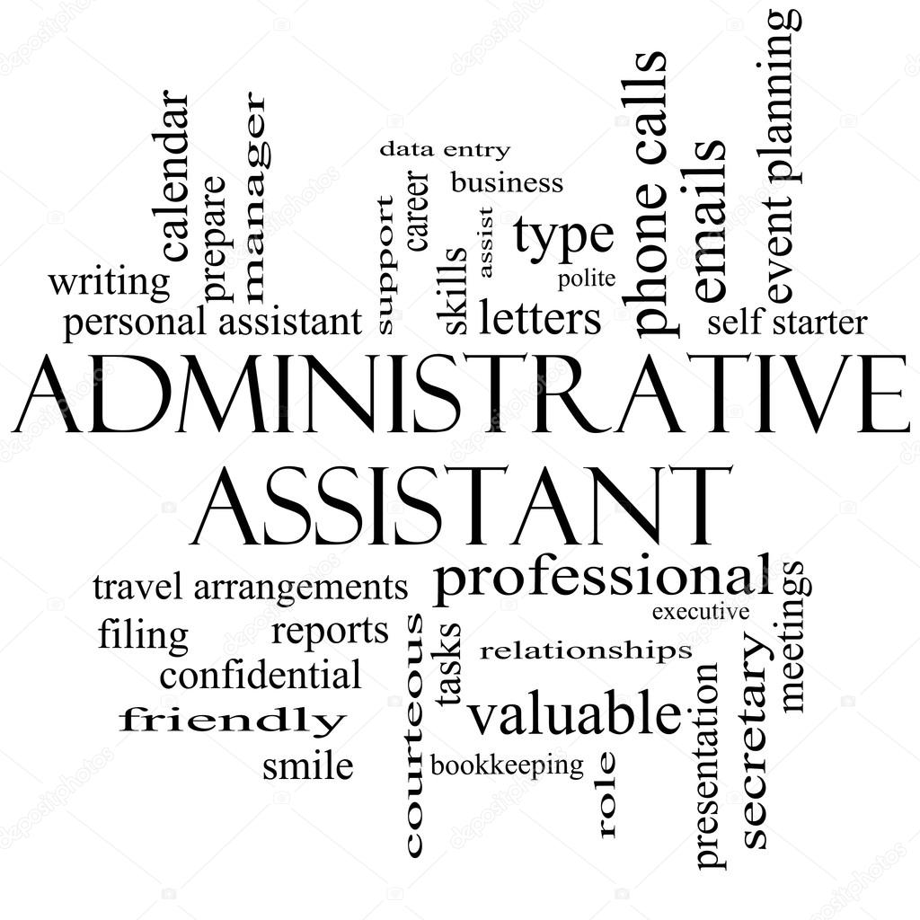 Administrative Assistant Word Cloud Concept in black and white
