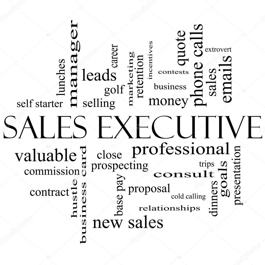 Sales Executive Word Cloud Concept in black and white