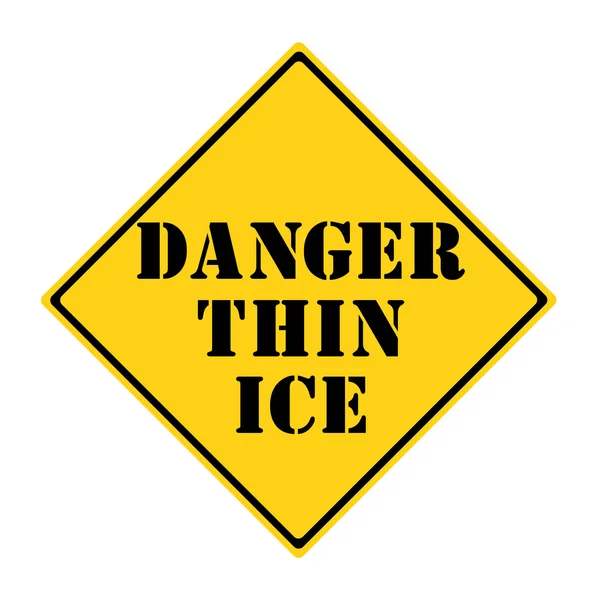 Peligro Thin Ice Sign —  Fotos de Stock