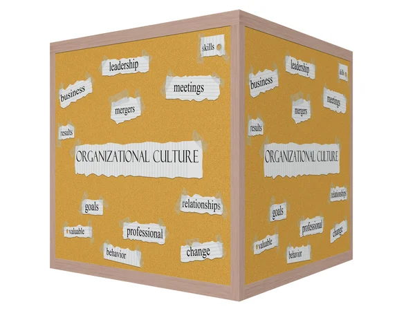Cultura organizacional Cubo 3D Corkboard Word Concept — Foto de Stock