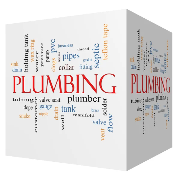 Plumbing 3D cube Word Cloud Concept — Stock Photo, Image