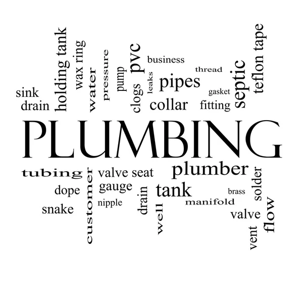 Plumbing Word Cloud Concept in black and white — Stock Photo, Image