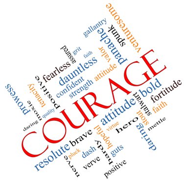 Courage Word Cloud Concept Angled clipart